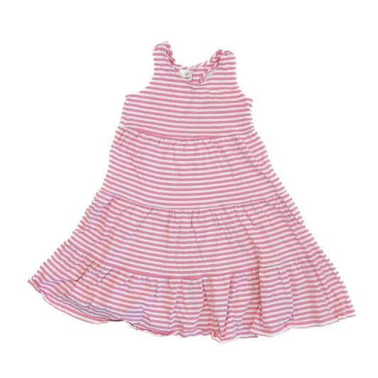 Hanna Andersson Girls Pink Striped Sun Dress Size: 5-6 Years Pink Striped