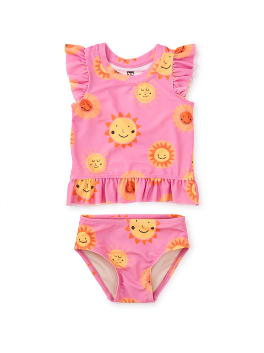 Tea Collection Girls Pink Sun's Out 2-piece Swimsuit Size: 12-18 Months Pink Sun's Out