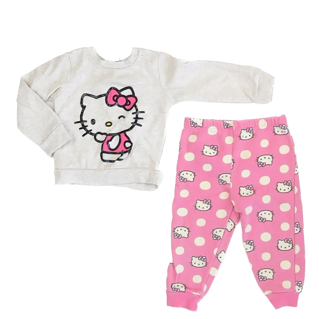 Hello Kitty Girls Pink | Tan | Hello Kitty 2-piece Pajamas Size: 24 Months Pink | Tan | Hello Kitty
