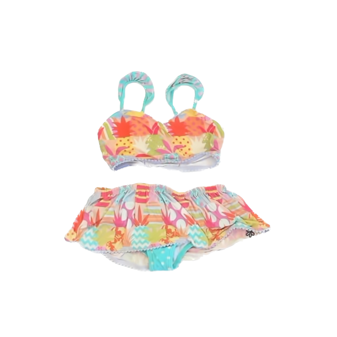 Matilda Jane Girls Pink | Teal Floral 2-piece Swimsuit Size: 6 Years Pink | Teal Floral