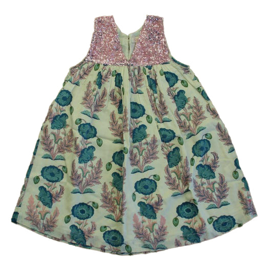 Pink Chicken Girls Pink | Teal Floral Dress Size: 4T
