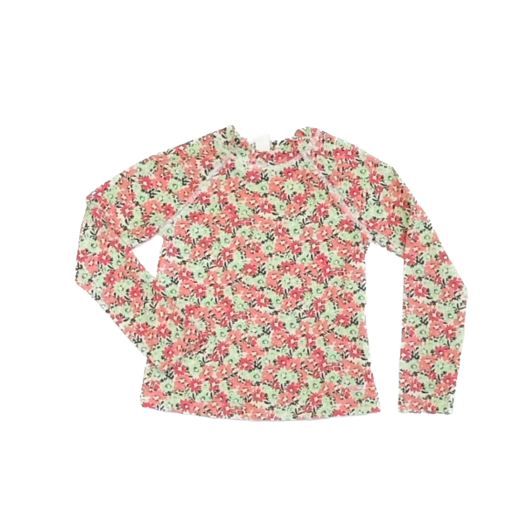 Vineyard Vines Girls Pink | Teal Floral Rashguard Size: XS (5-6 Years) Pink | Teal Floral