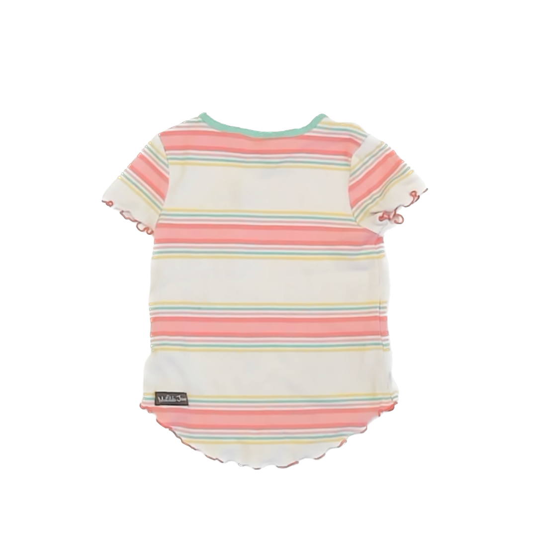 Matilda Jane Girls Pink Teal Stripe Short Sleeve Shirt Size: 4T Pink Teal Stripe