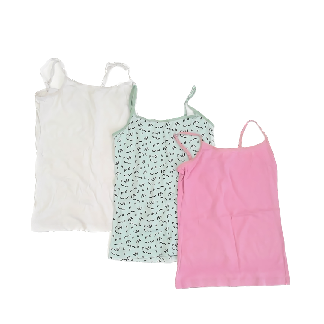 pepperts! Girls Pink | Teal | White Tank Top Size: 6-8 Years Pink | Teal | White