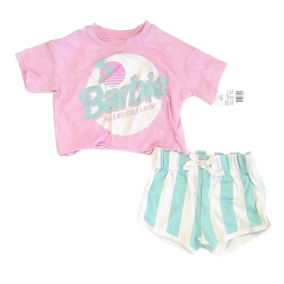 Barbie Girls Pink | Teal Apparel Sets Size: 12 Months Pink | Teal