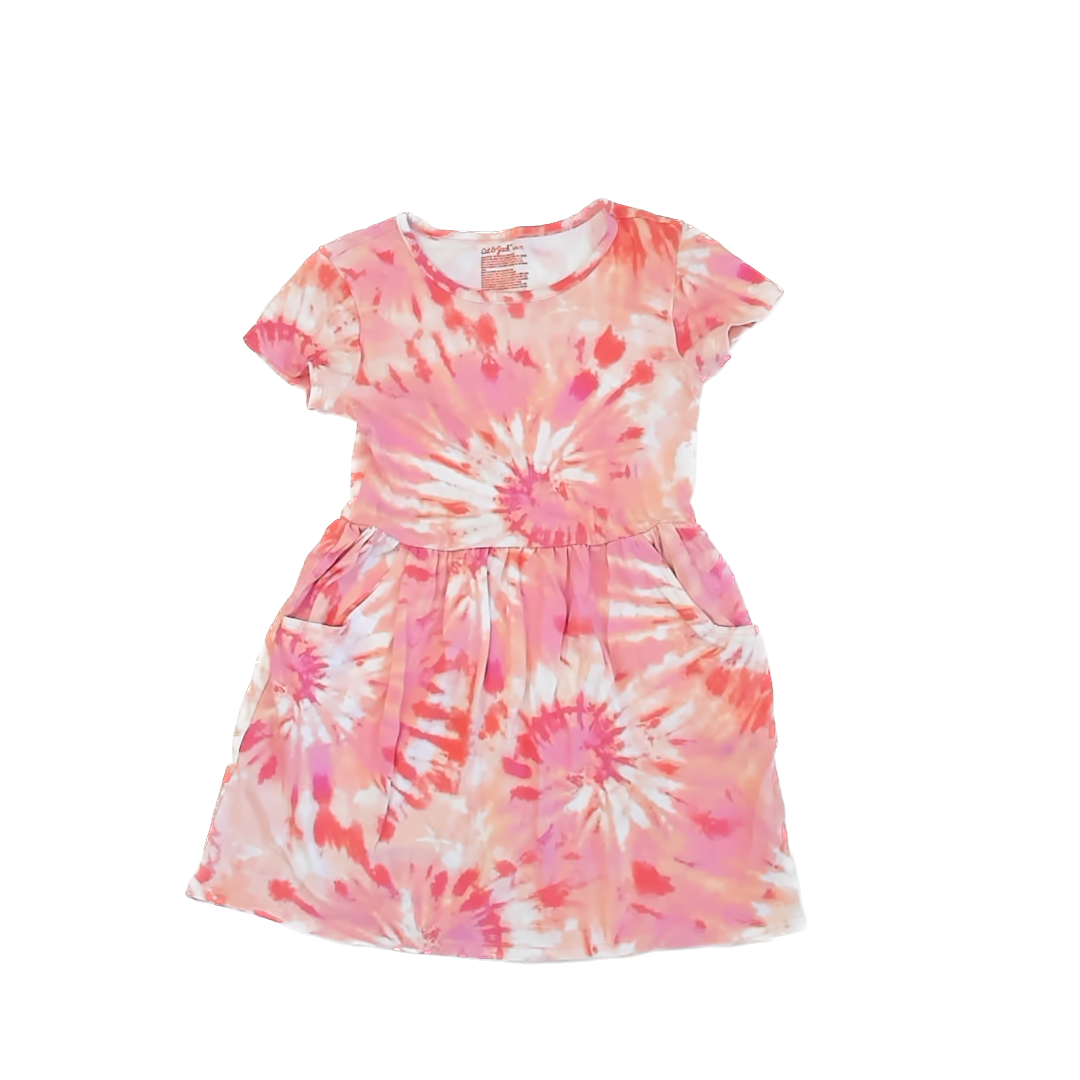 Cat & Jack Girls Pink Tie Dye Dress Size: 6-7 years Pink Tie Dye