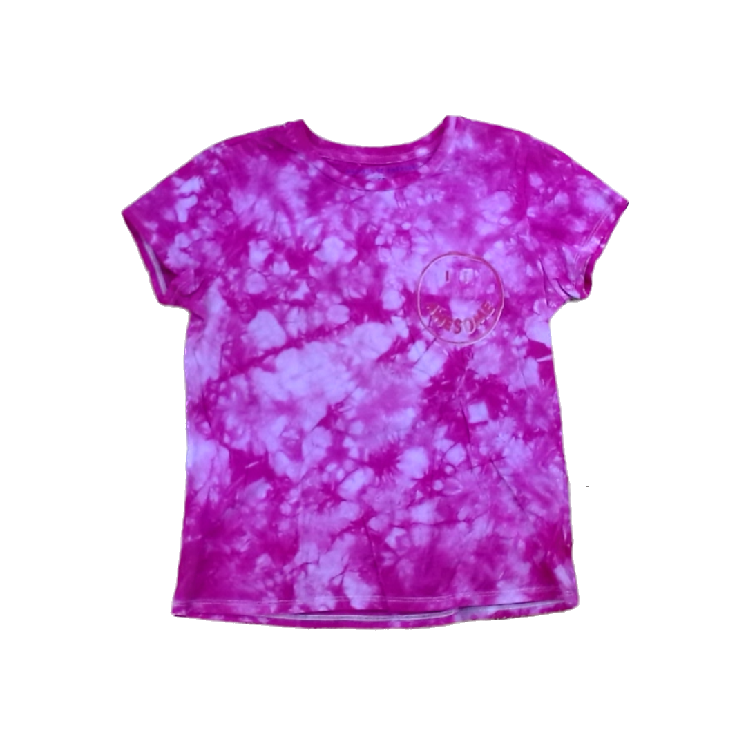 Rockets Of Awesome Girls Pink Tie-Dye Short Sleeve Shirt Size: 10-12 Years Pink Tie-Dye
