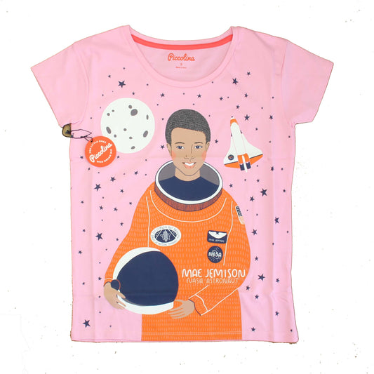 Piccolina Girls Pink Trailblazer | Mae Jemison T-Shirt Size: Adult XS - Adult XL