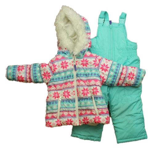 Carter''s Girls Pink | Turquoise Snowsuit Size: 2T