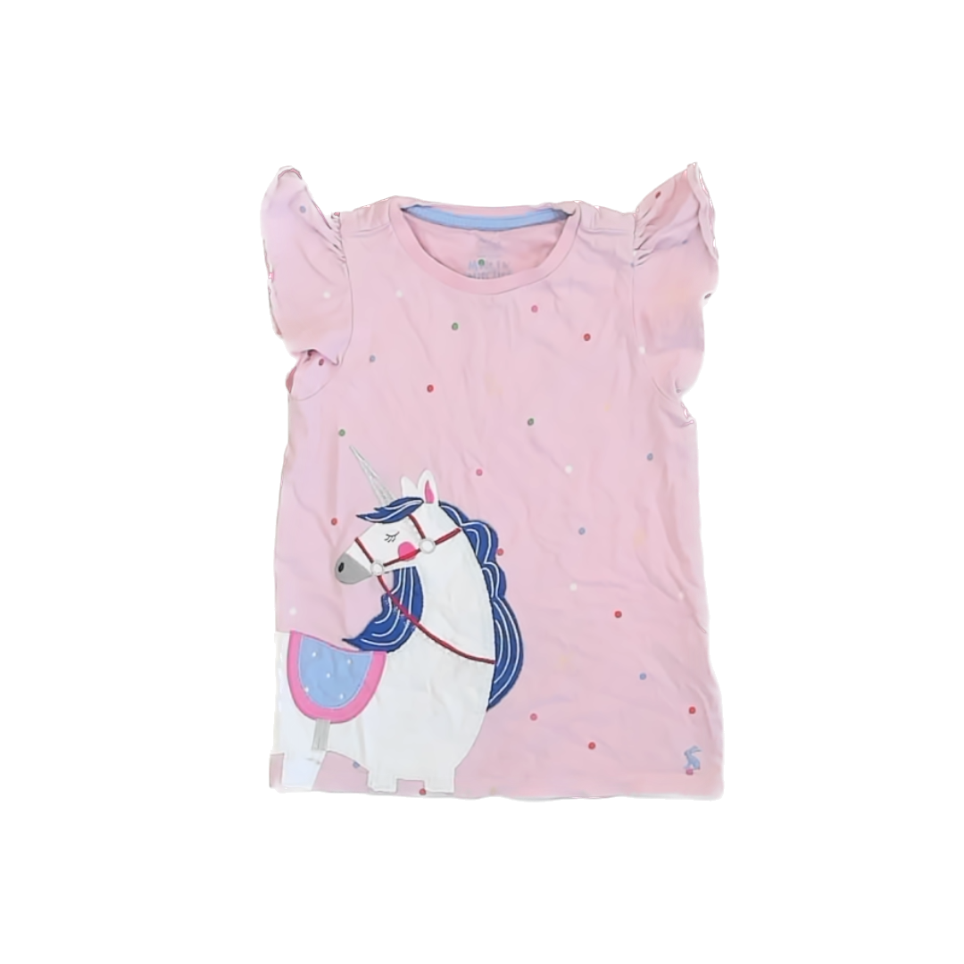 Joules Girls Pink Unicorn T-Shirt Size: 7 Years Pink Unicorn