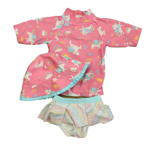 UV Skinz Girls Pink Unicorns 2-piece Swimsuit Size: 2T