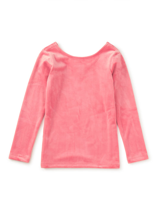 Tea Collection Girls Pink Velour Long Sleeve Shirt Size: 5T Pink Velour