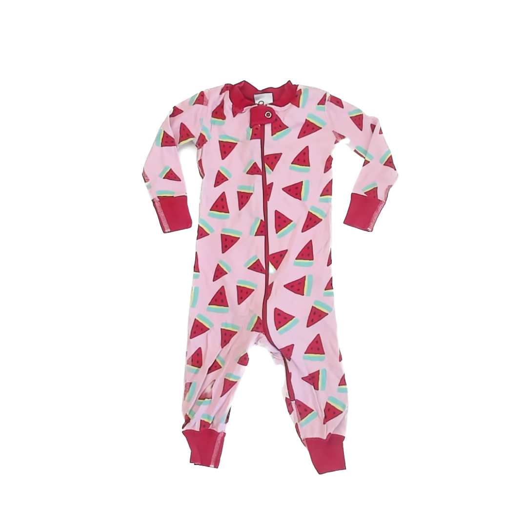 Hanna Andersson Girls Pink Watermelon 1-piece Non-footed Pajamas Size: 18-24 Months Pink Watermelon