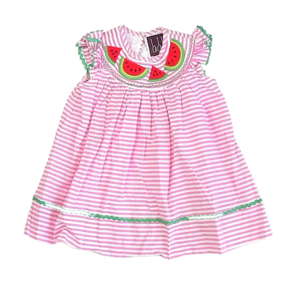Lil Cactus Girls Pink Watermelons Dress Size: 3-6 Months Pink Watermelons