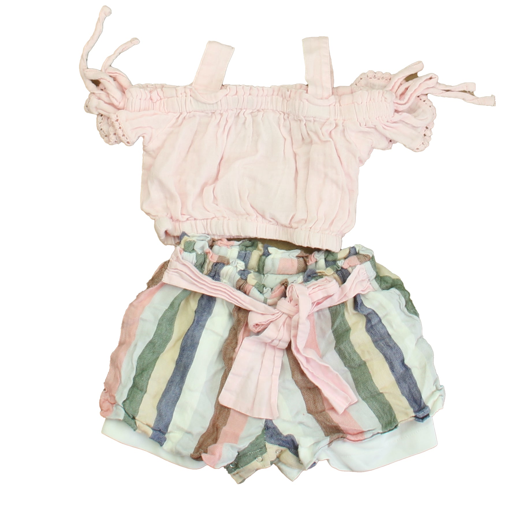 Rare Editions Girls Pink | White | Black Apparel Sets Size: 12 Months Pink | White | Black