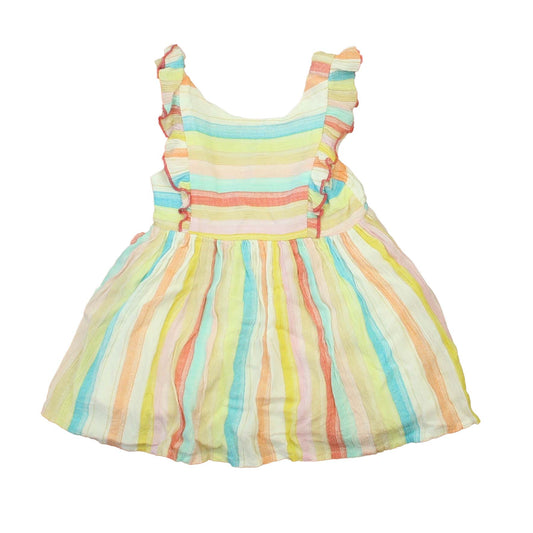 Pink & Violet Girls Pink | White | Blue Stripe Dress Size: 12-18 Months