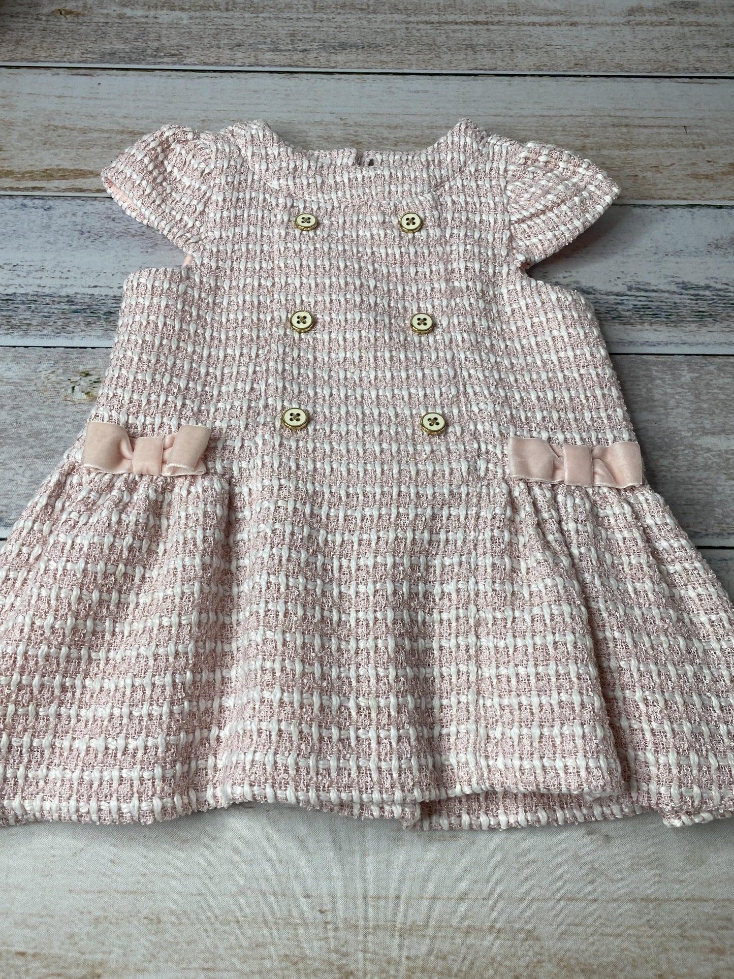 Janie and Jack Girls pink | White | Chambray Dress Size: 12-18 months pink | White | Chambray