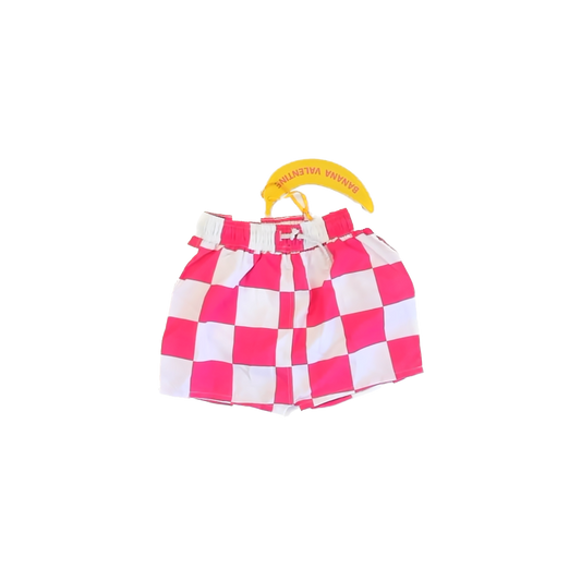 Banana Valentine Boys Pink White Checked Trunks Size: 8 Years Pink White Checked