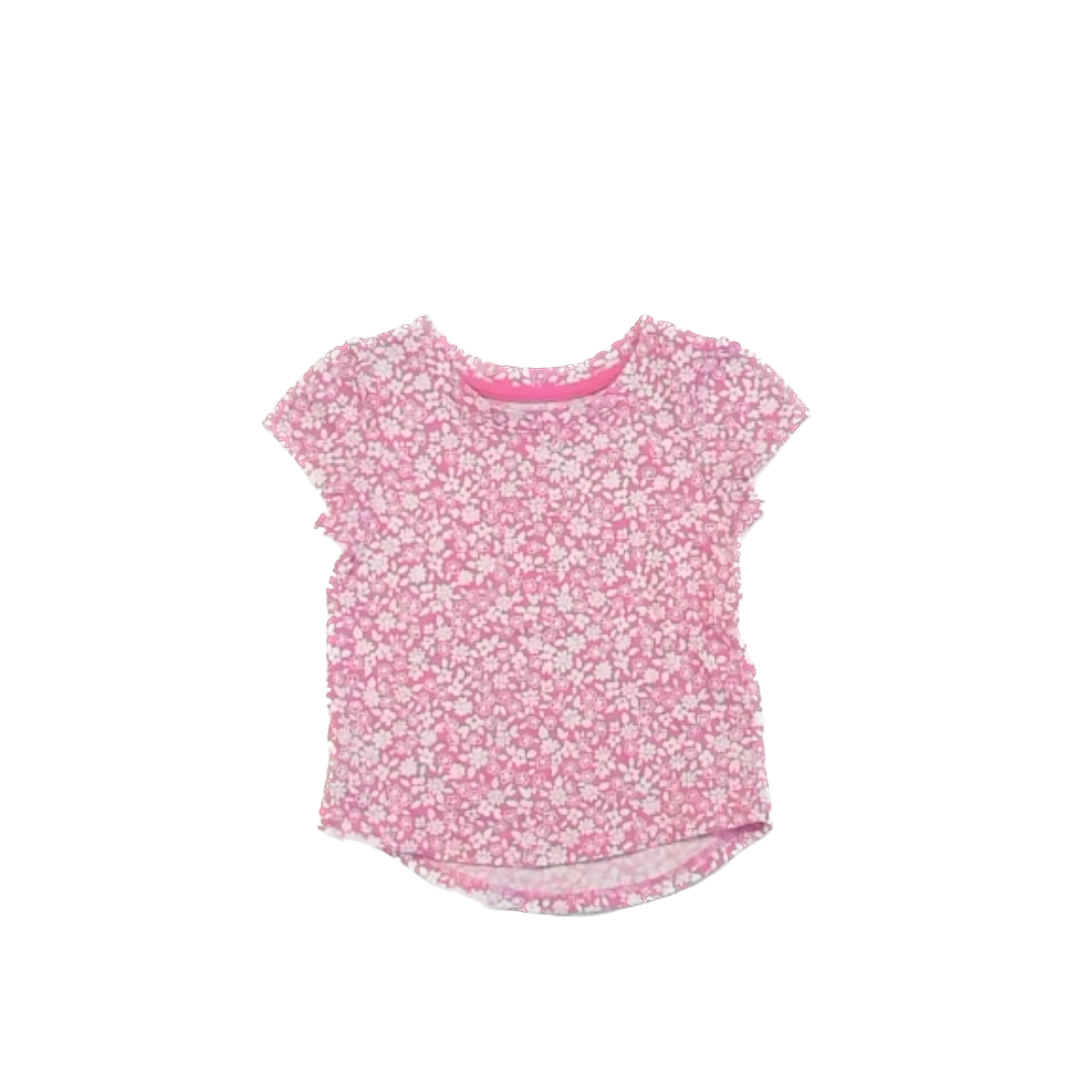 Cat & Jack Girls Pink | White Floral T-Shirt Size: 2T Pink | White Floral