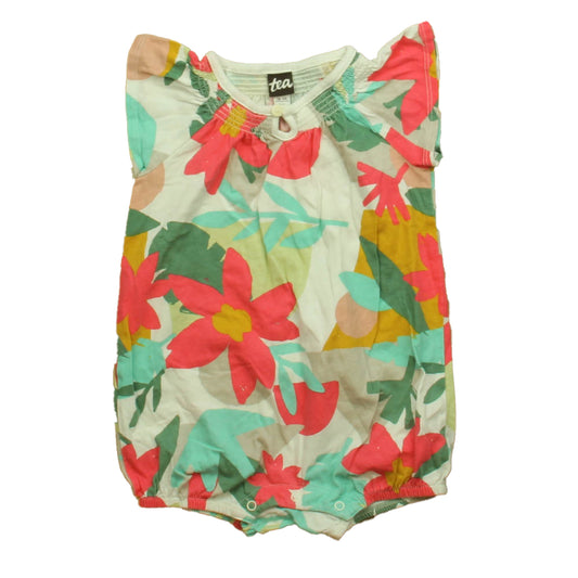 Tea Girls Pink | White | Green Floral Romper Size: 18-24 Months Pink | White | Green Floral