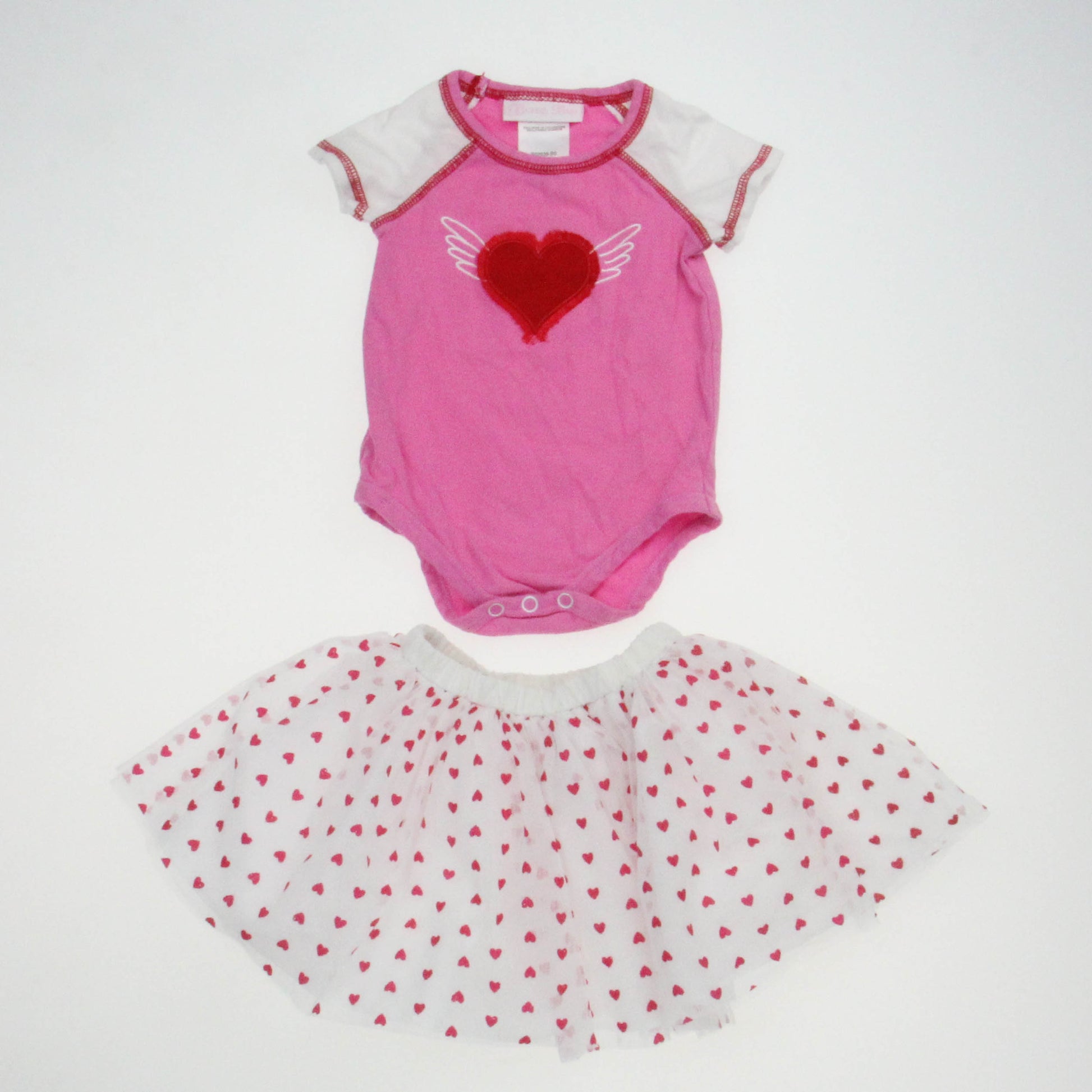 Bonnie Baby Girls Pink | White | Hearts Apparel Sets Size: 6-9 Months Pink | White | Hearts