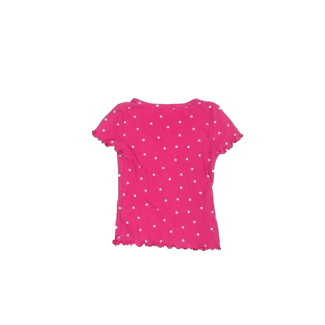 Old Navy Girls Pink | White Polka Dot Short Sleeve Shirt Size: S (6-7) Pink | White Polka Dot