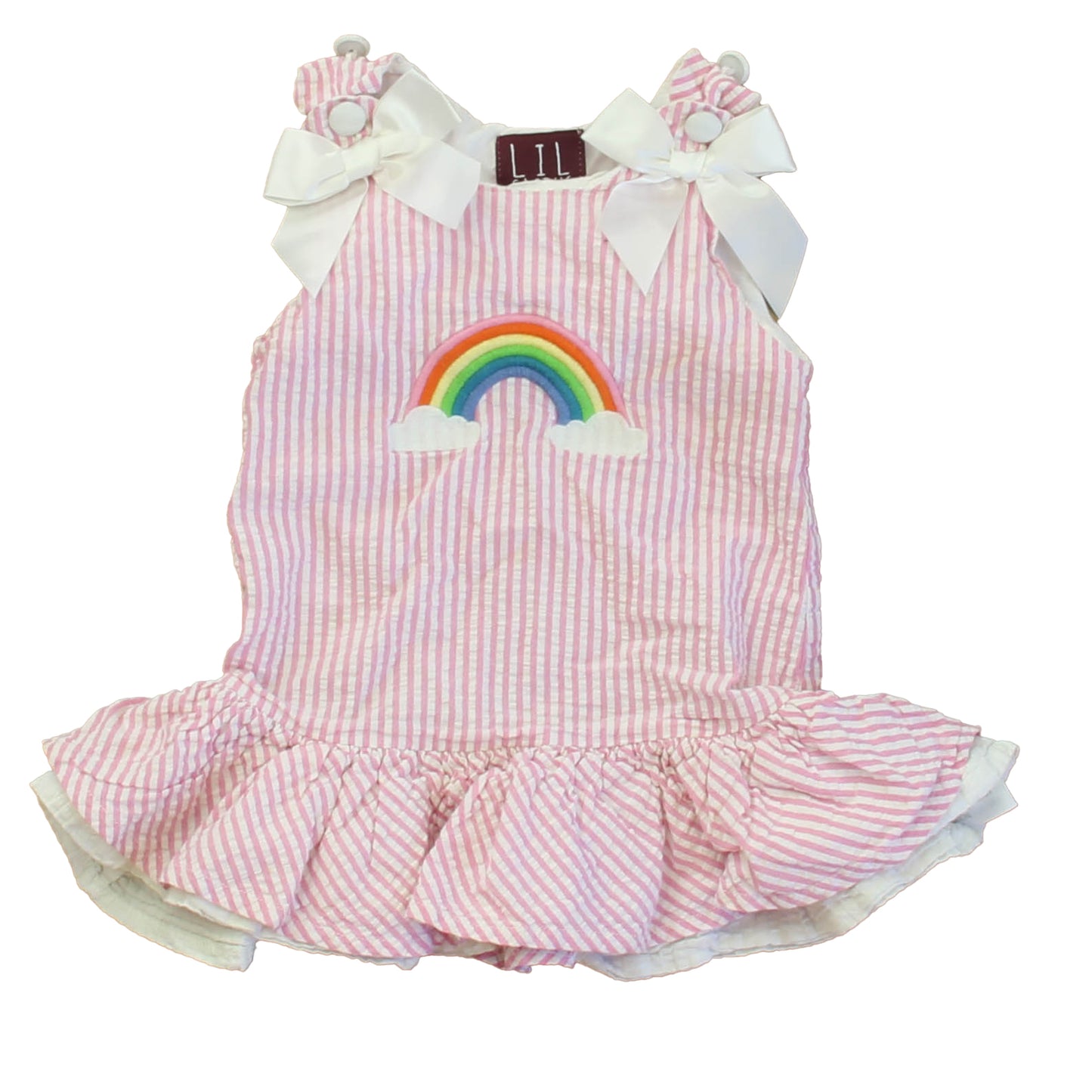 Lil Cactus Girls Pink | White Rainbow Dress Size: 12-24 Months Pink | White Rainbow