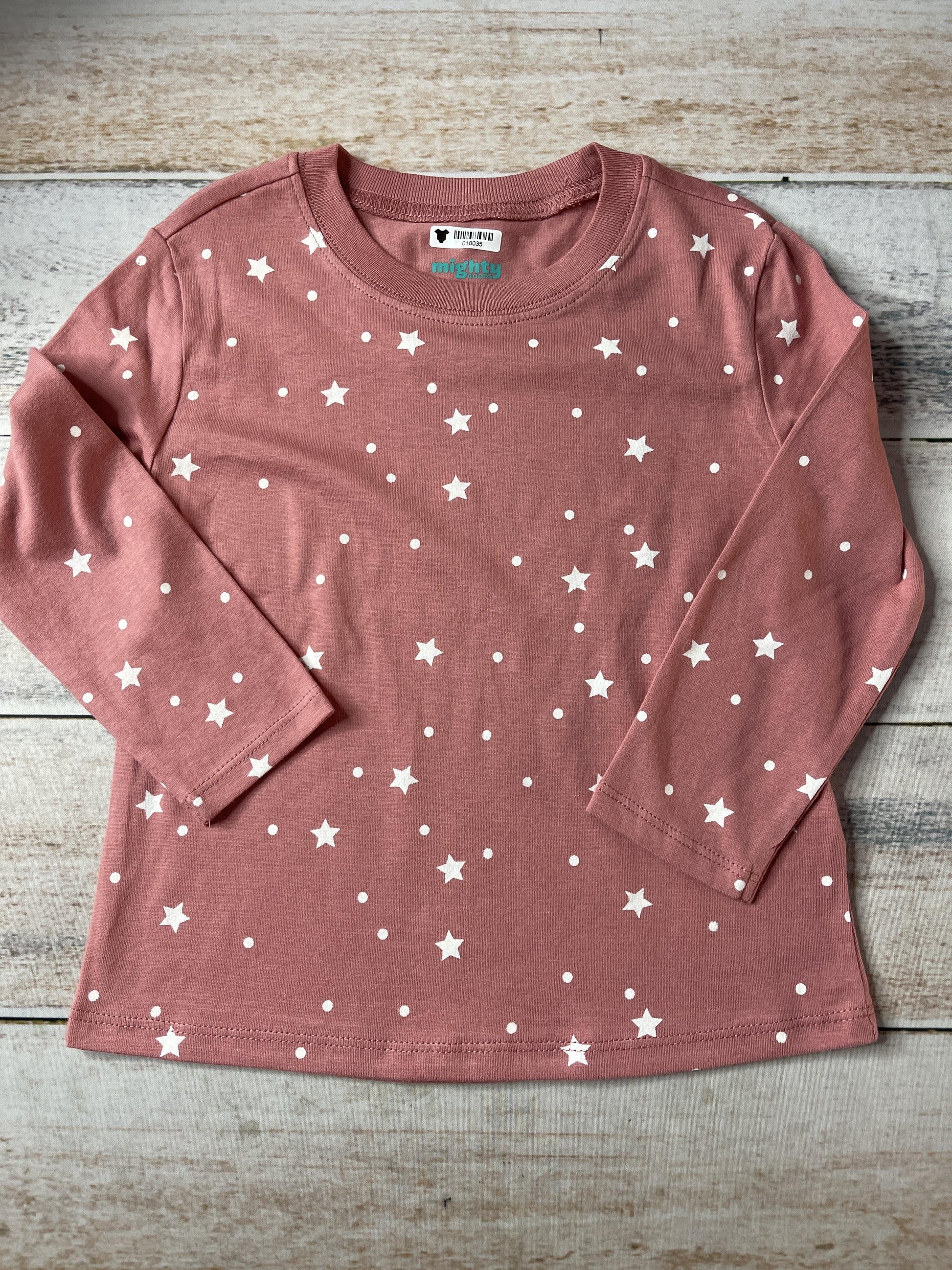 Mighty Girls pink | White | Stars Long Sleeve T-Shirt Size: 24 months pink | White | Stars