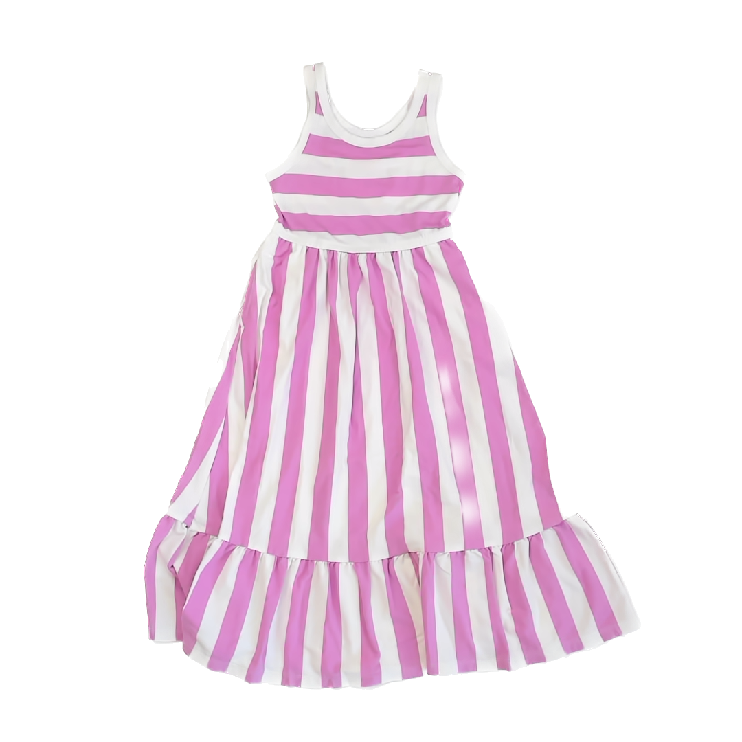 Cat & Jack Girls Pink | White Stripe Dress Size: XS (4-5T) Pink | White Stripe