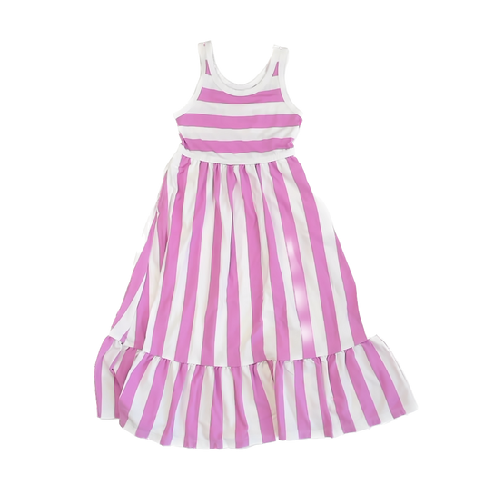 Cat & Jack Girls Pink | White Stripe Dress Size: XS (4-5T) Pink | White Stripe