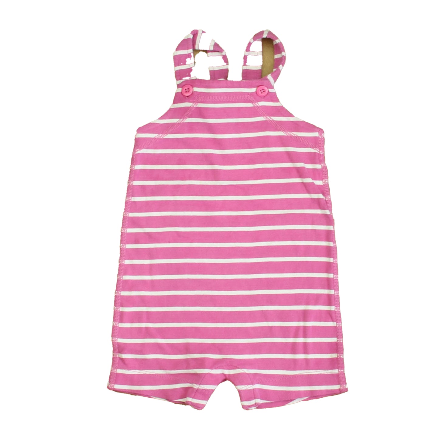 Hanna Andersson Girls Pink | White Stripe Overall Shorts Size: 18-24 Months