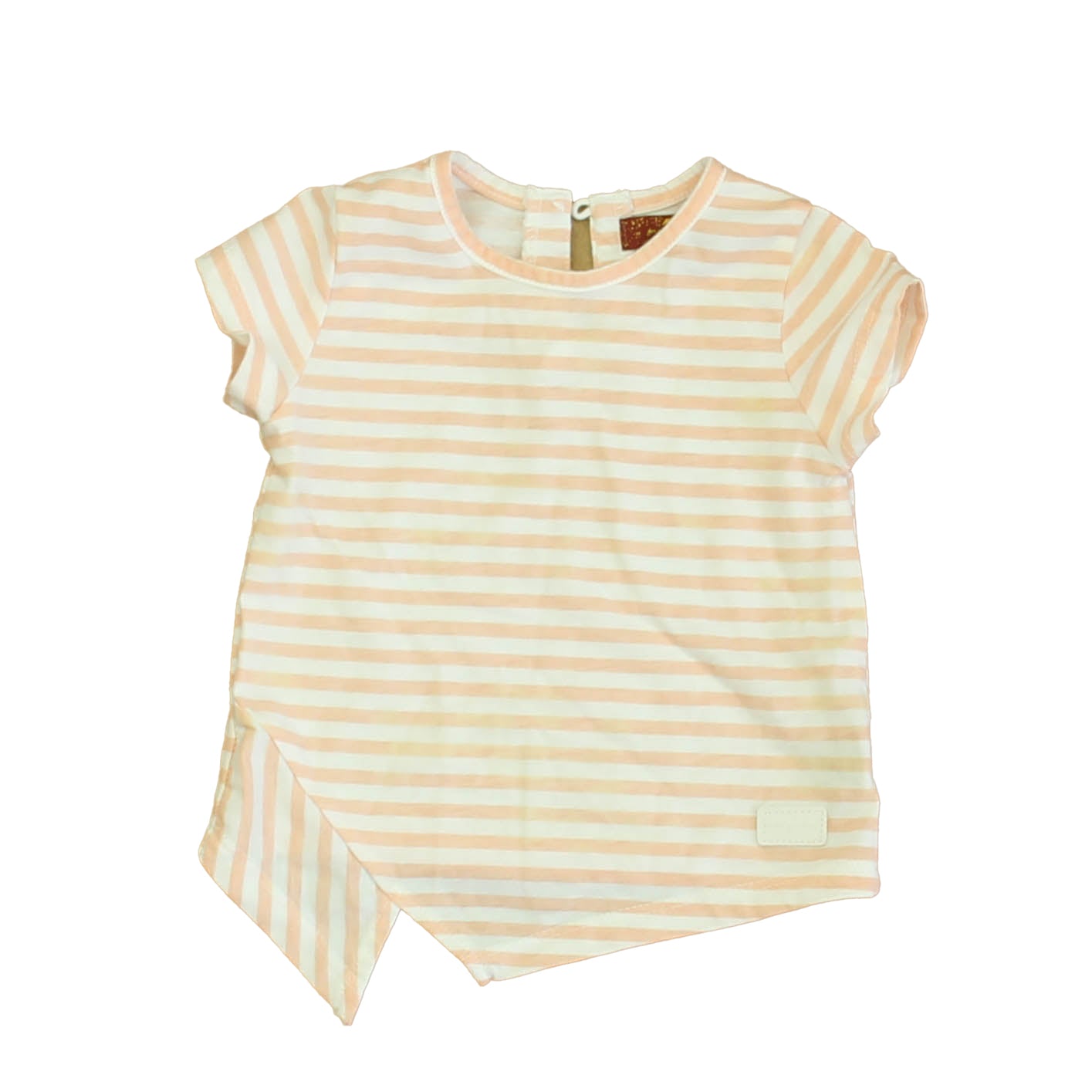 7 for all Mankind Girls Pink | White Stripe T-Shirt Size: 12 Months