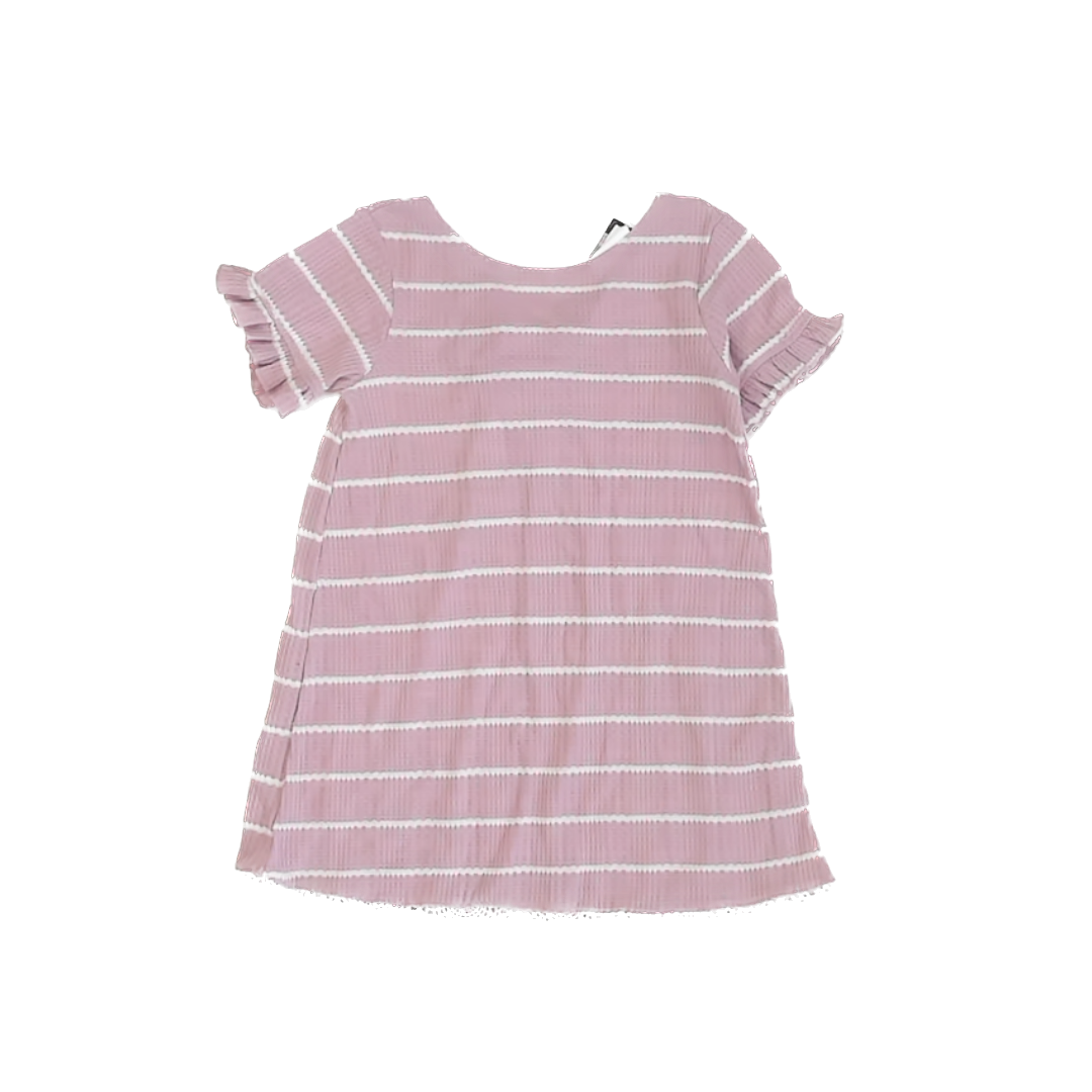 Rare Editions Girls Pink | White Stripe Dress Size: 6 Years Pink | White Stripe