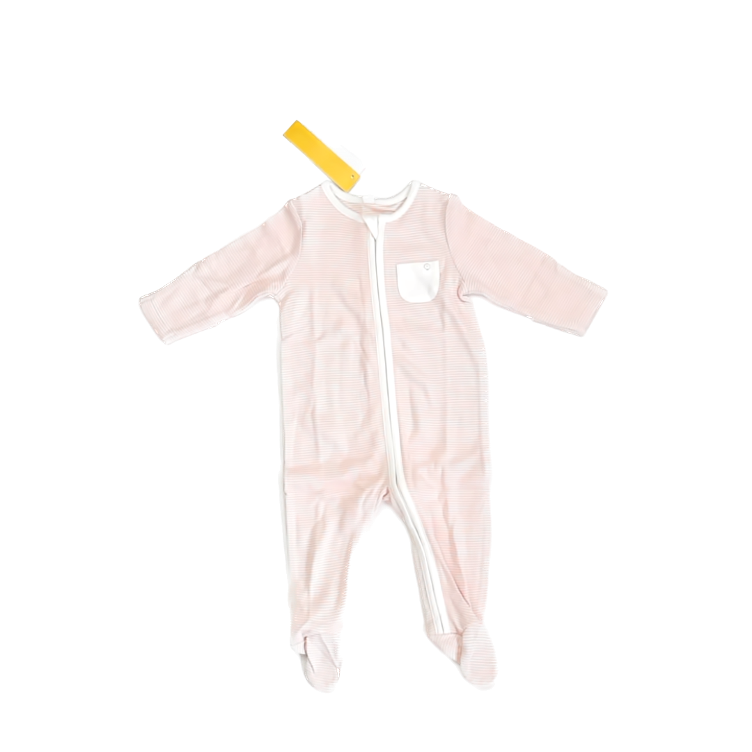 Mori Girls Pink | White Stripe 1-piece footed Pajamas Size: 0-3 Months Pink | White Stripe