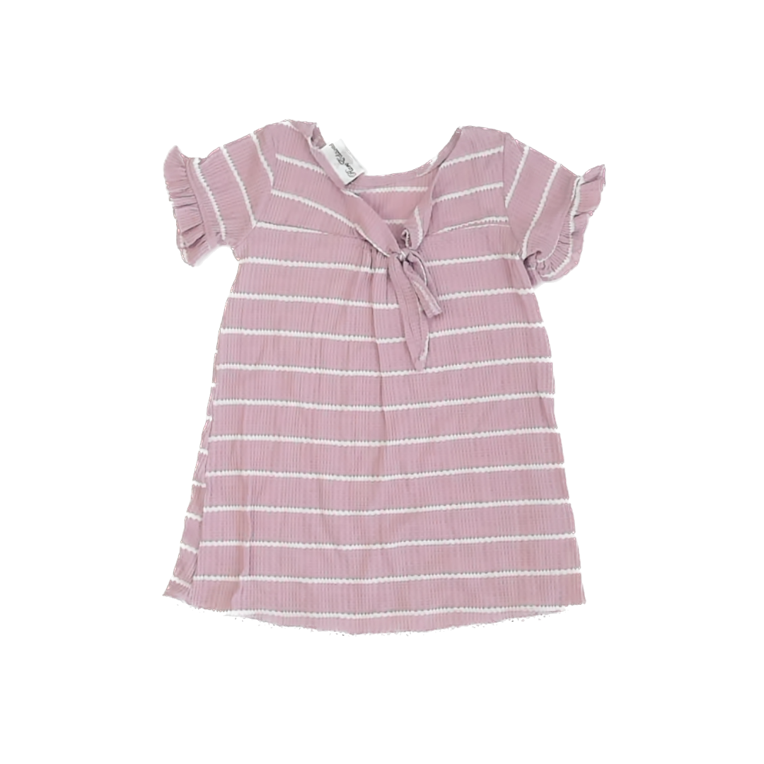 Rare Editions Girls Pink | White Stripe Dress Size: 6 Years Pink | White Stripe