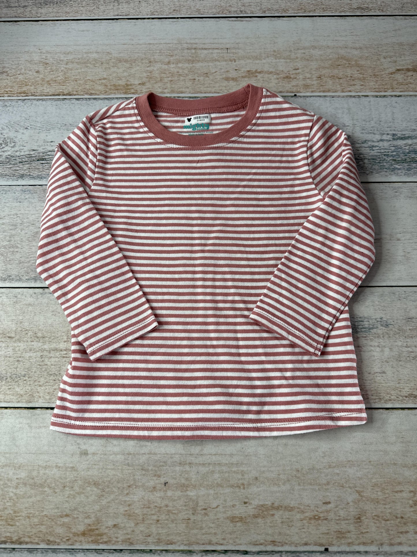 Mighty Goods Girls pink | White | Stripe Long Sleeve Shirt Size: 24 months pink | White | Stripe
