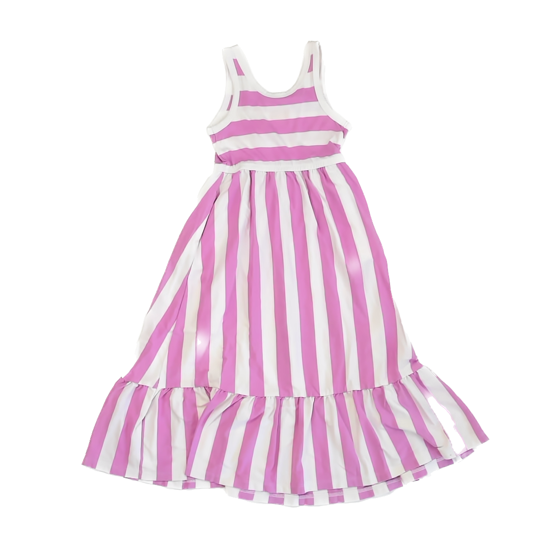 Cat & Jack Girls Pink | White Stripe Dress Size: XS (4-5T) Pink | White Stripe