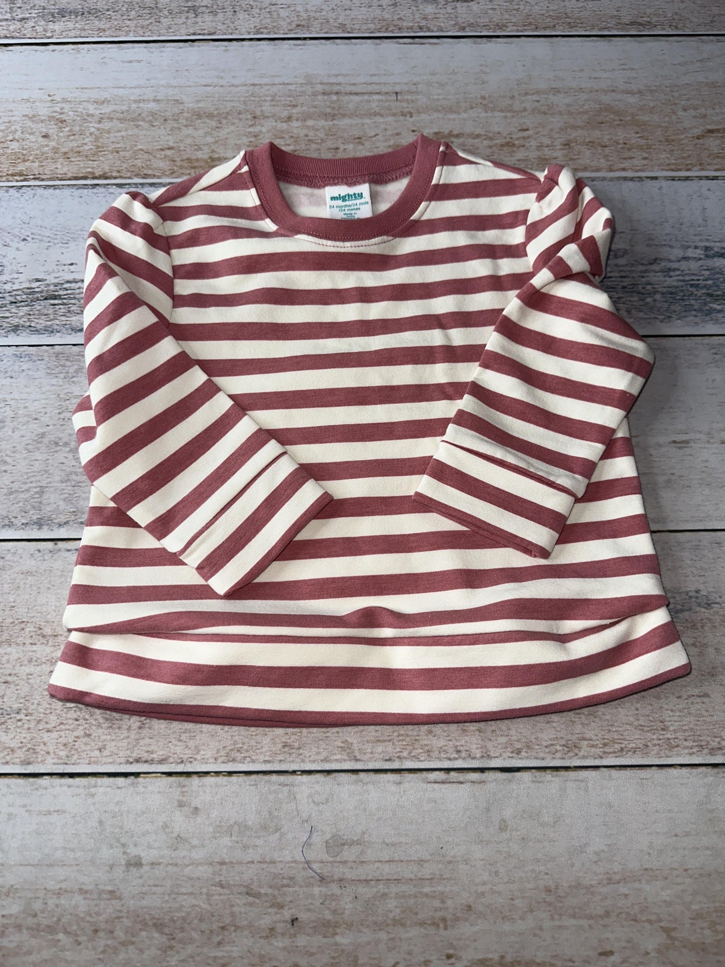 Mighty Girls pink | White | Stripe Long Sleeve Shirt Size: 24 months pink | White | Stripe