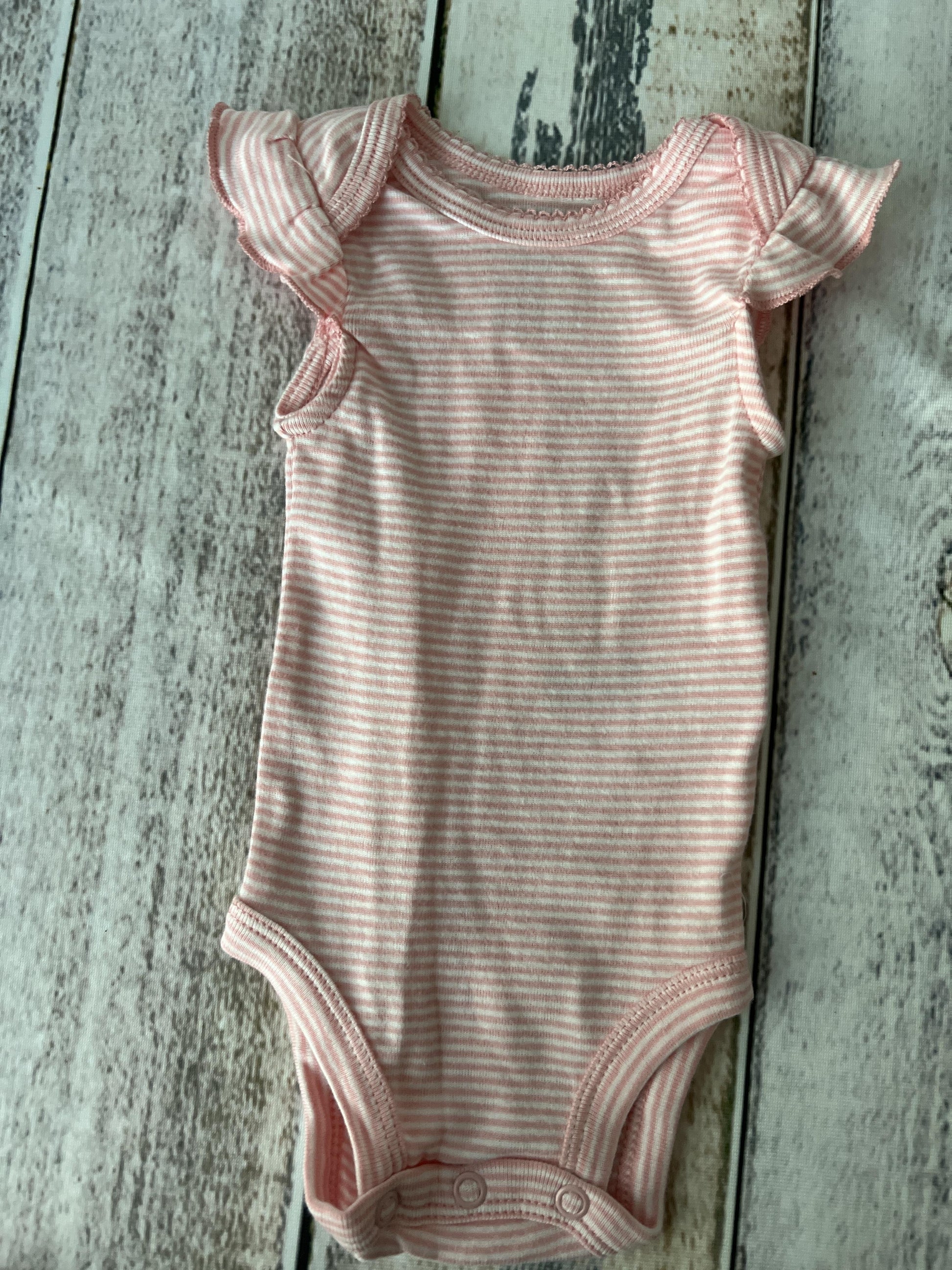 Just Born Girls pink | White | Stripe Onesie Size: Newborn pink | White | Stripe