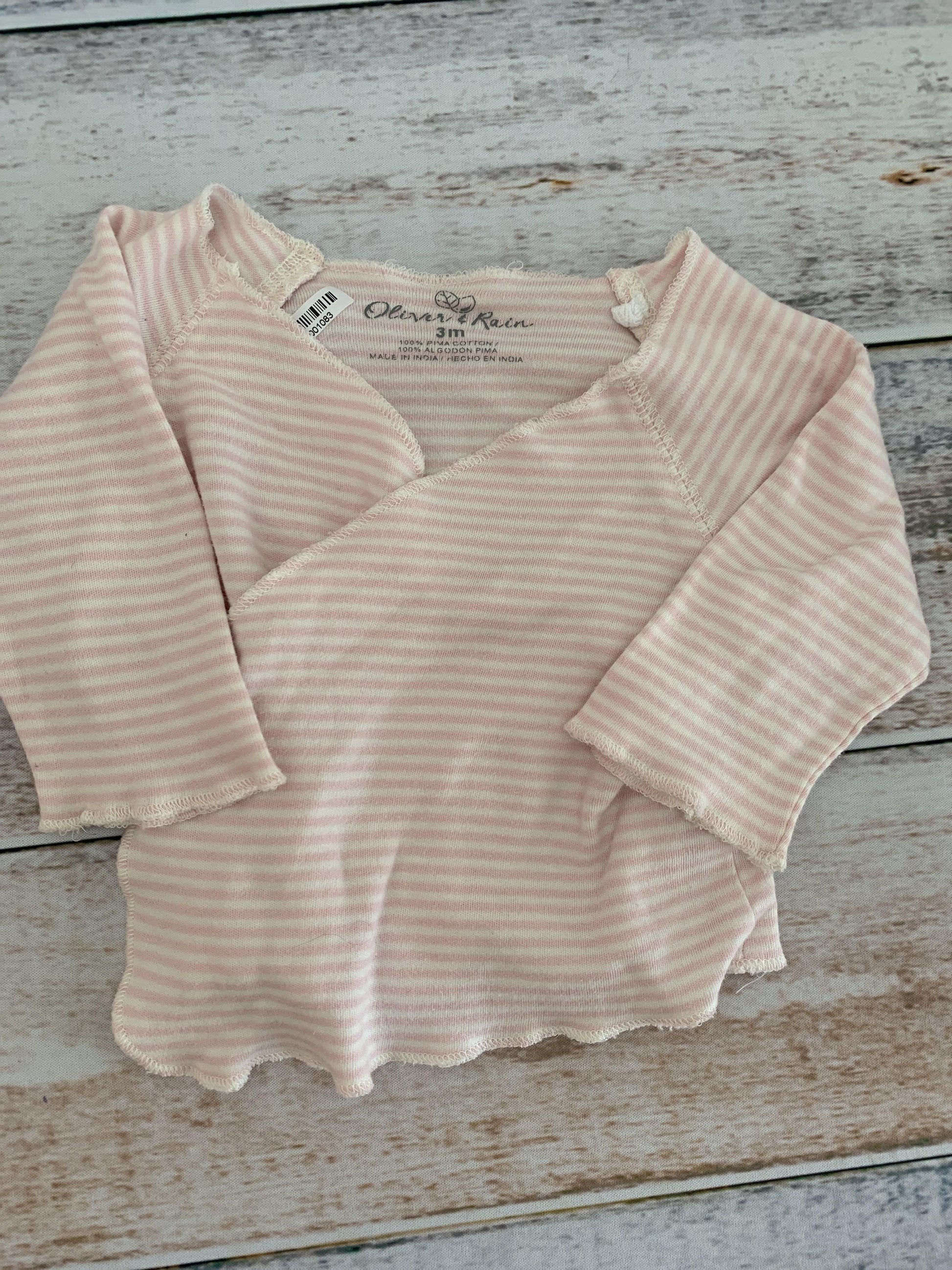 Oliver & Rain Girls pink | White | Striped Shirt Size: 3 months pink | White | Striped