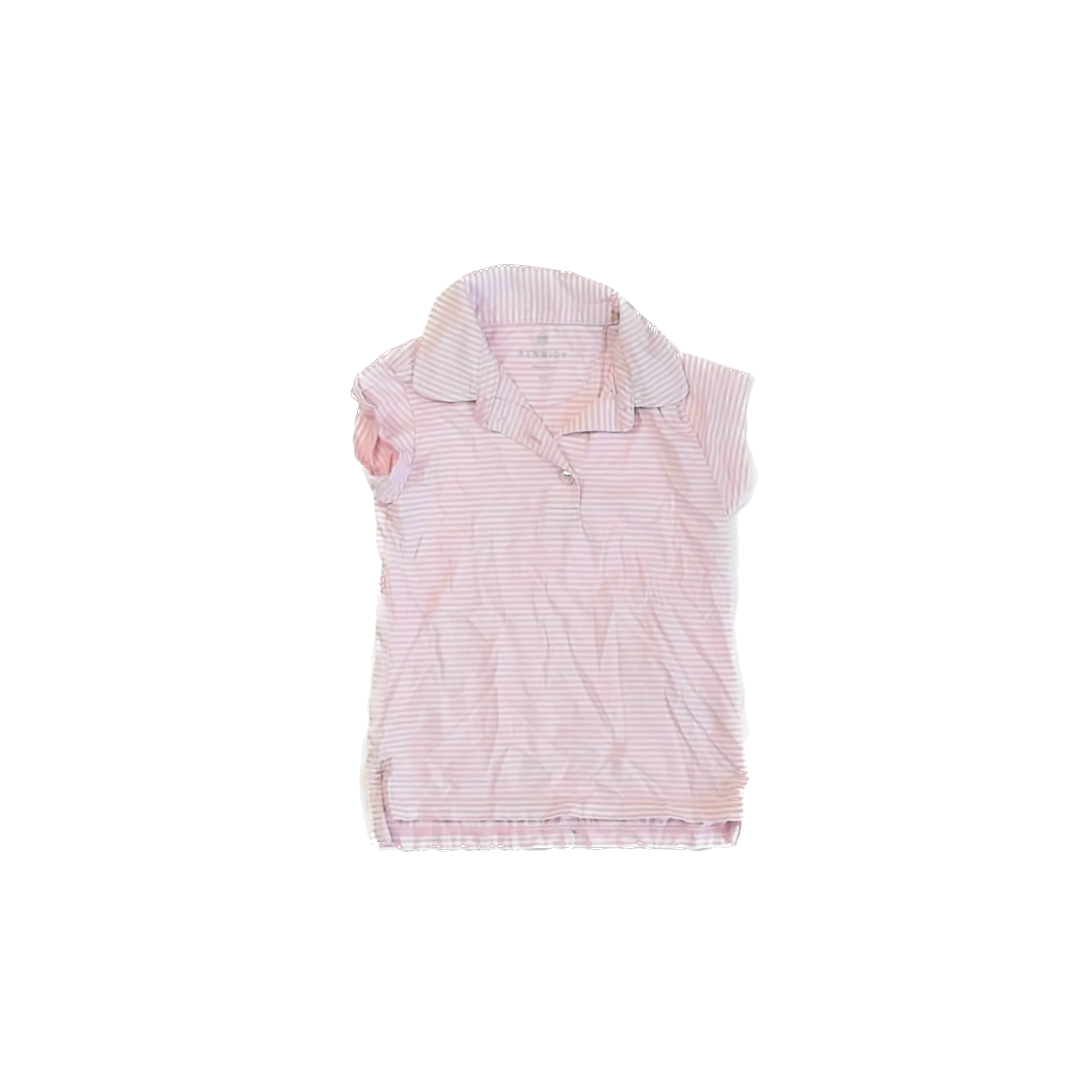 Renwick Girls Pink | White Striped Polo Shirt Size: 4-5T Pink | White Striped
