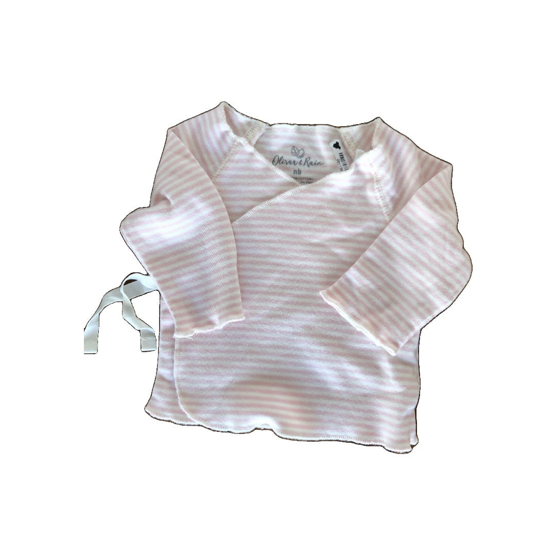 Oliver & Rain Girls pink | White | Striped Shirt Size: Newborn pink | White | Striped