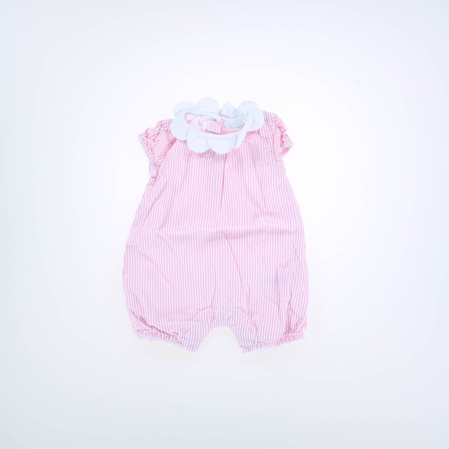 The Little White Company Girls Pink | White Striped Romper Size: 0-3 Months Pink | White Striped
