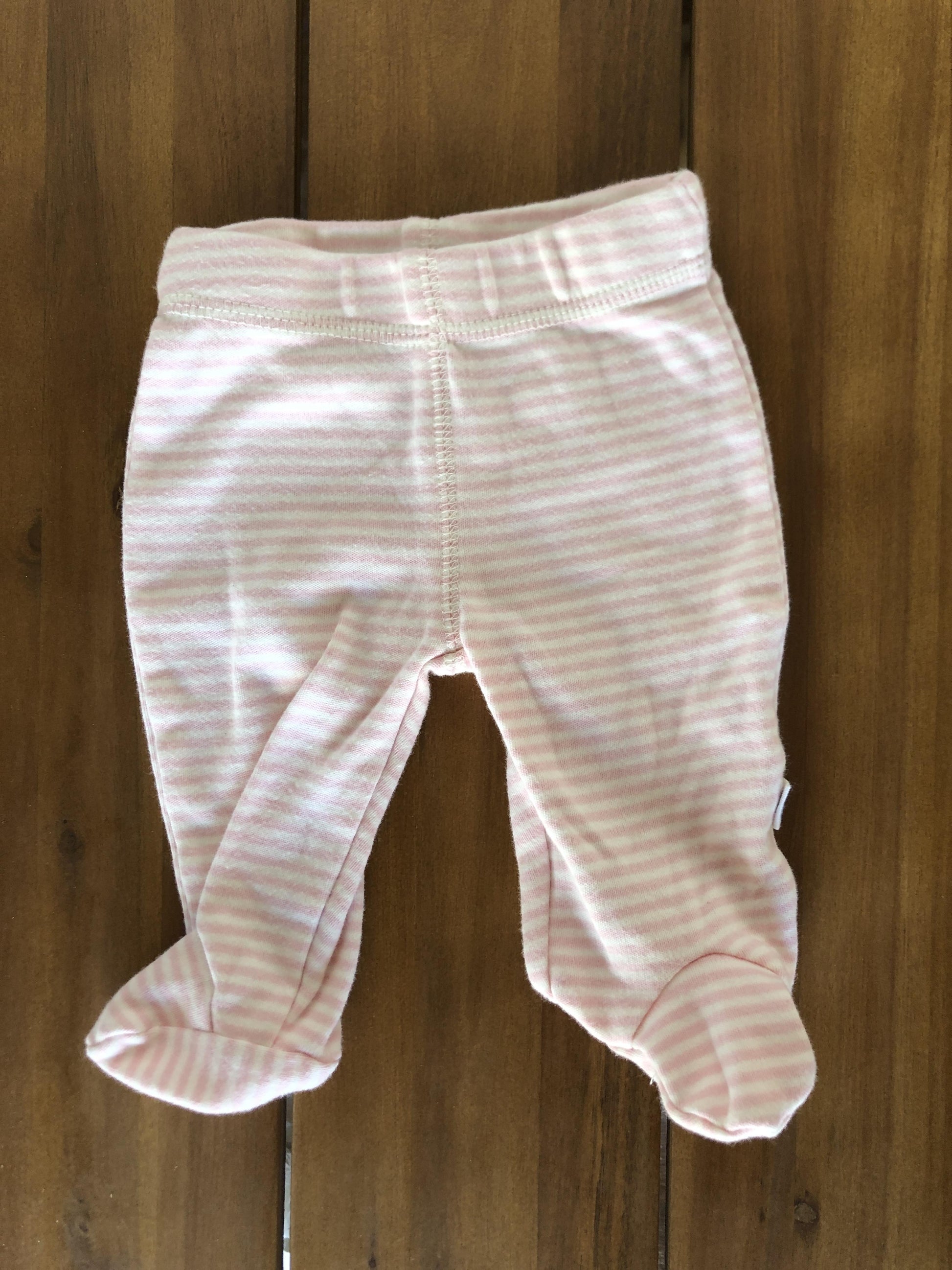 Oliver & Rain Girls pink | White | Striped Pants Size: Newborn pink | White | Striped