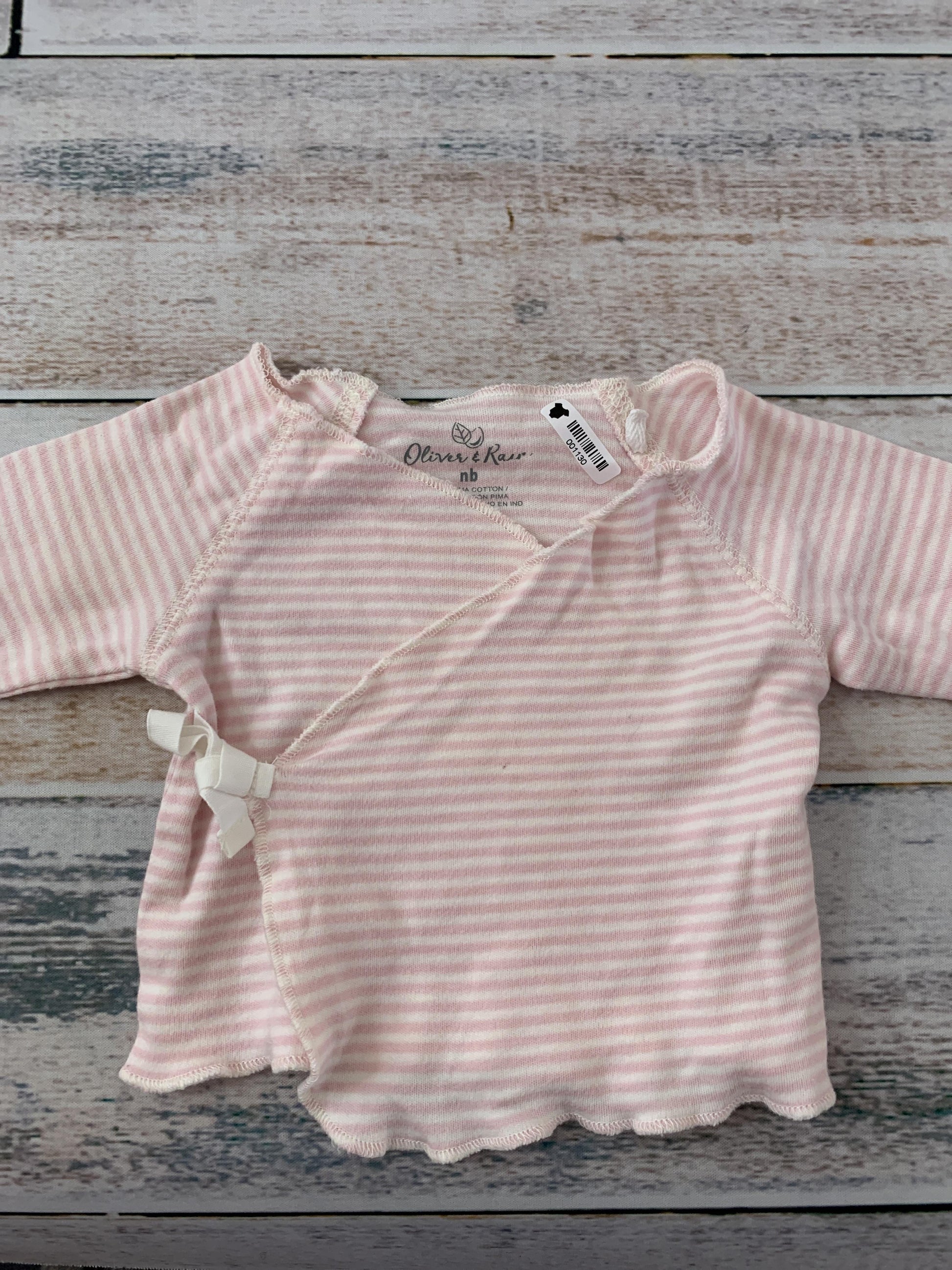 Oliver & Rain Girls pink | White | Striped Shirt Size: Newborn pink | White | Striped