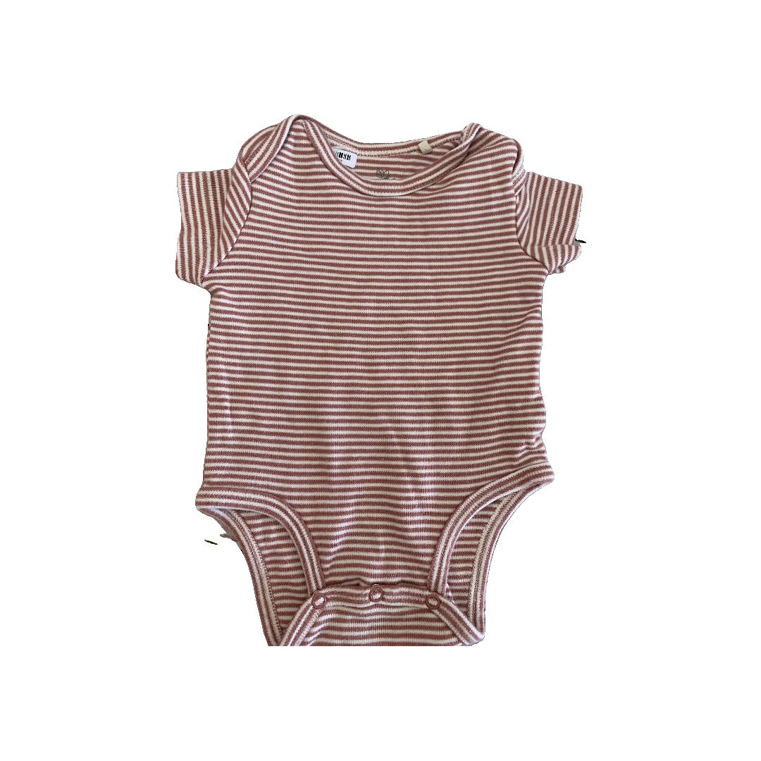 Oliver & Rain Girls pink | White | Striped Onesie Size: 3 months pink | White | Striped