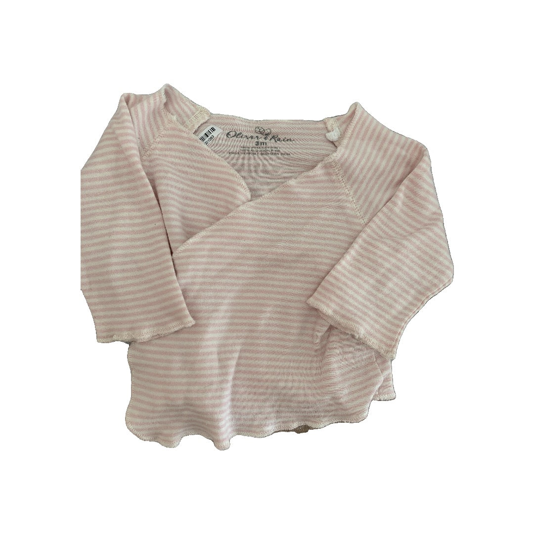 Oliver & Rain Girls pink | White | Striped Shirt Size: 3 months pink | White | Striped
