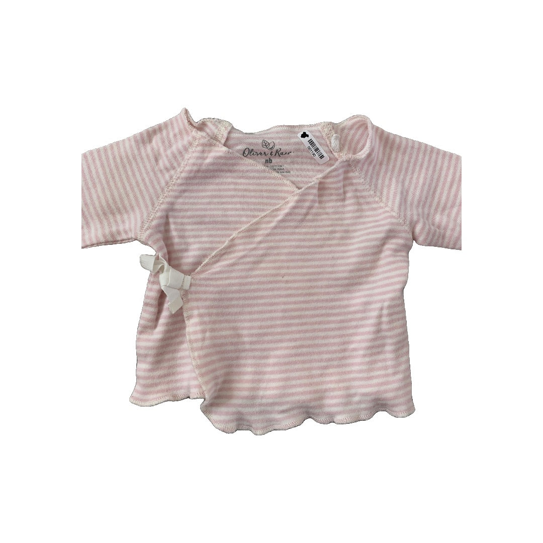 Oliver & Rain Girls pink | White | Striped Shirt Size: Newborn pink | White | Striped