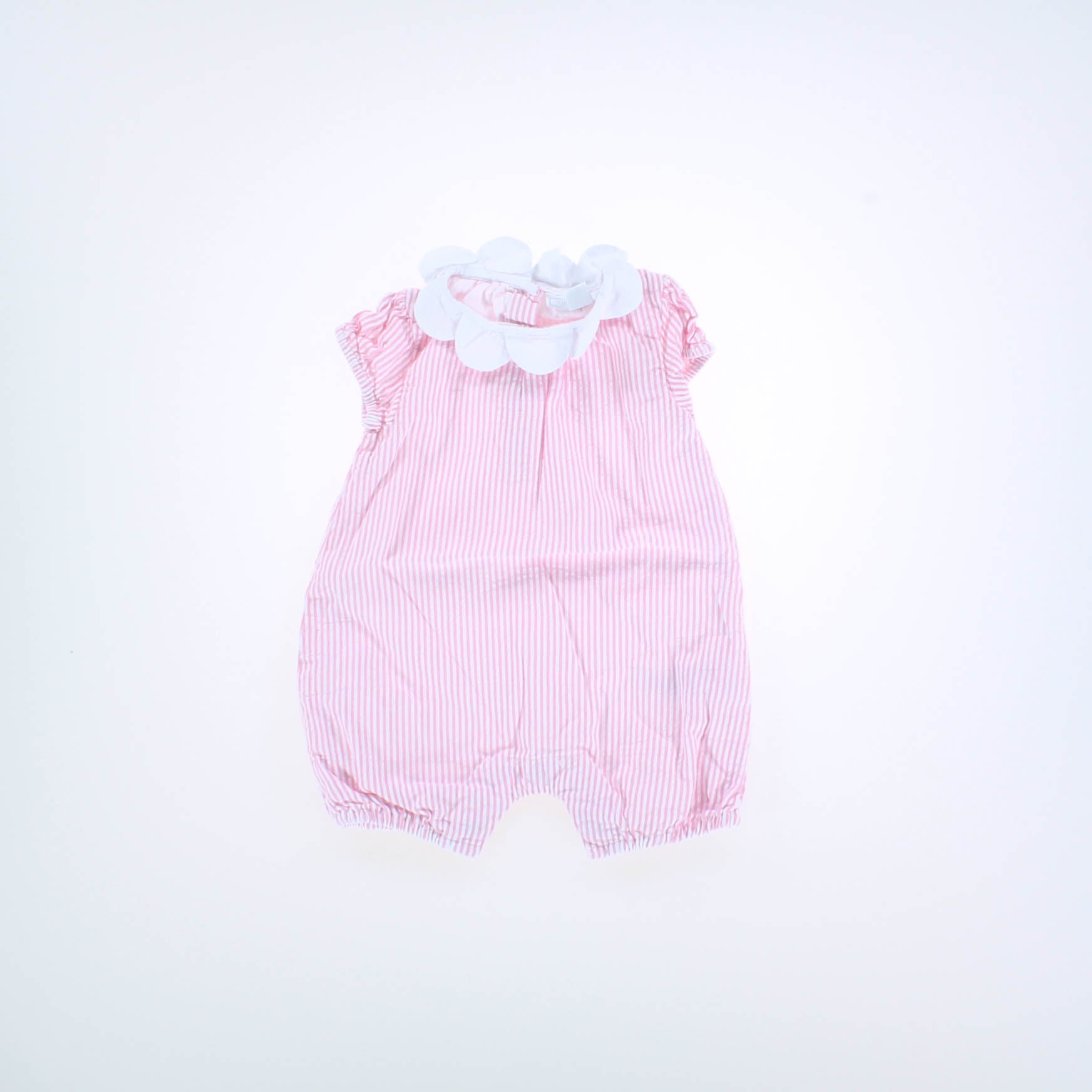 The Little White Company Girls Pink | White Striped Romper Size: 0-3 Months Pink | White Striped