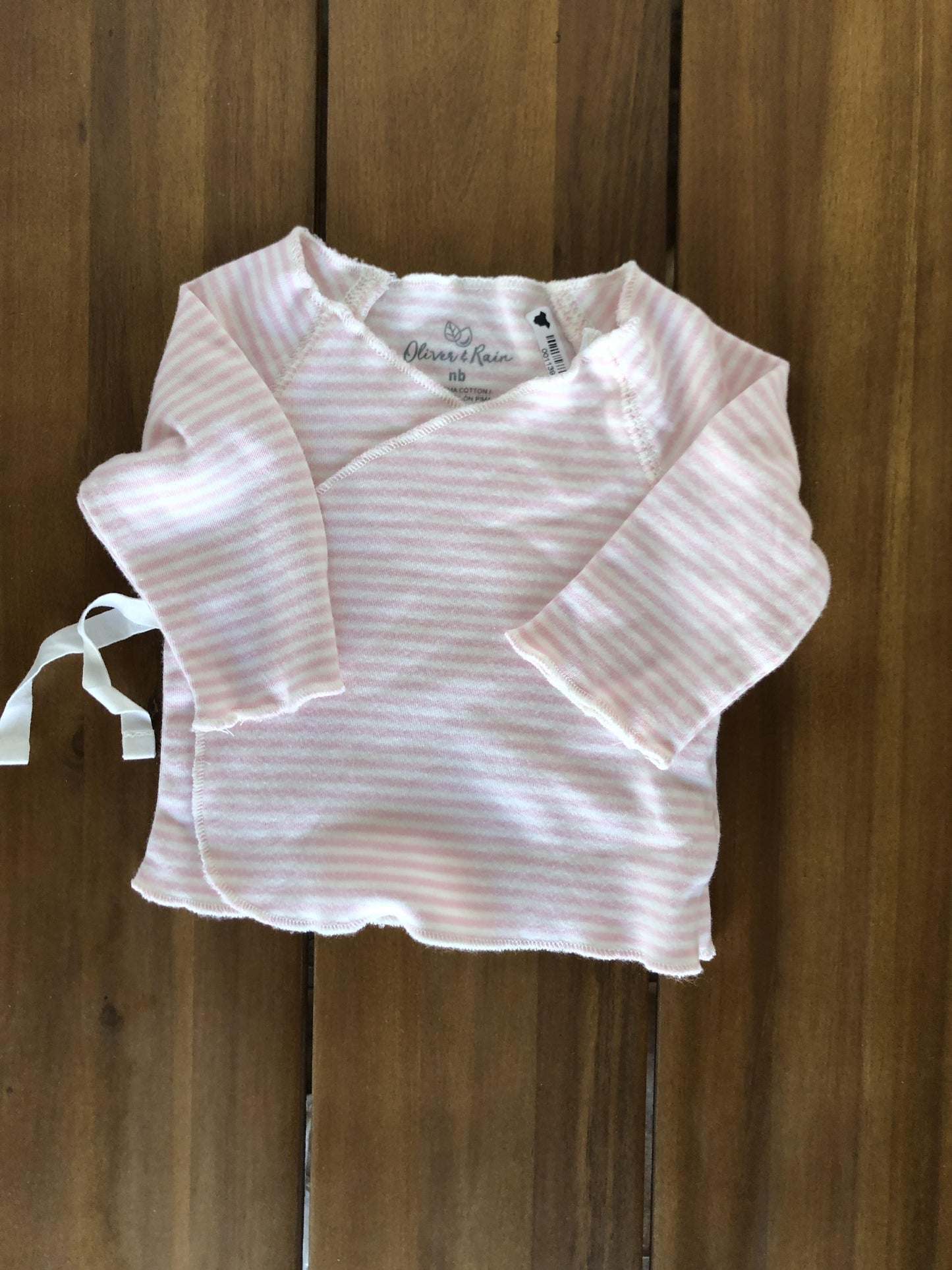 Oliver & Rain Girls pink | White | Striped Shirt Size: Newborn pink | White | Striped